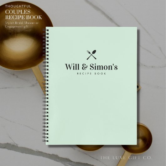 Moderne Groene Koppels Verloving Gift Blank Recept Notitieboek