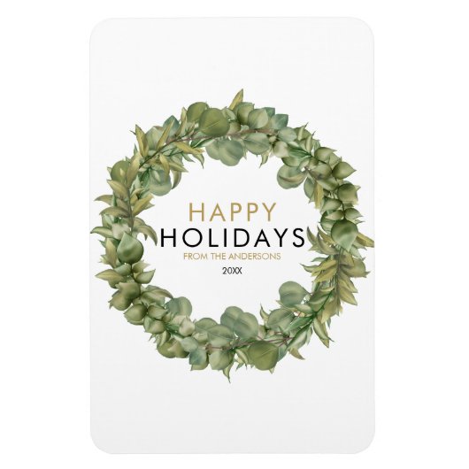 Moderne groene krans Gelukkig kerstfeest Magneet (Verticaal)