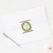 Moderne Groene Krans Prettig Kerstmis Persoonlijk Vierkante Sticker (Envelop)