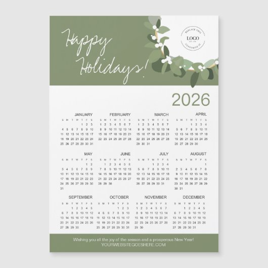 Moderne groene krans Uw Logo hier 2025 Kalender (Voorkant)