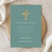 Moderne groene kruisdoop bedankkaart