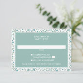 Moderne groene kust Abstracte bloemenbruiloft RSVP Kaartje (Staand voorkant)