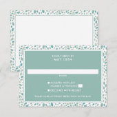 Moderne groene kust Abstracte bloemenbruiloft RSVP Kaartje (Voorkant / Achterkant)