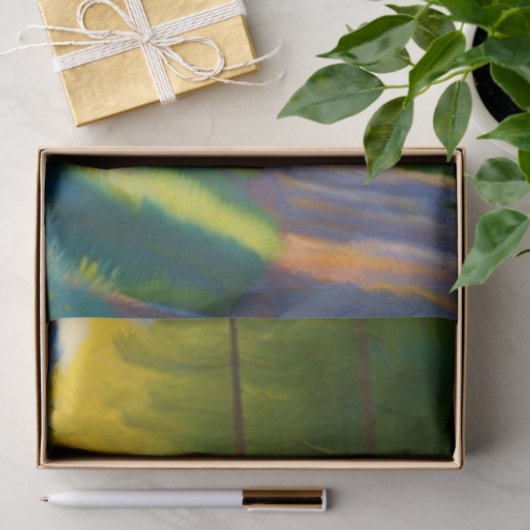 Moderne groene landschap bomen pad kunstwerk tissuepapier (Geschenk)