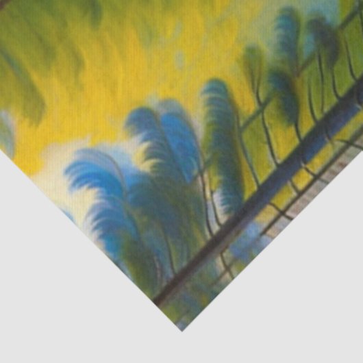 Moderne groene landschap bomen pad kunstwerk tissuepapier (Detail)