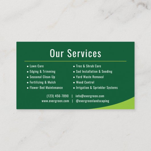 Moderne groene landschapsarchitectuur gazon zorg visitekaartje (Achterkant)