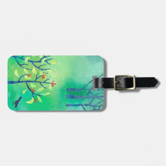 Moderne groene landschapskunst Natuur gepersonalis Bagagelabel (Voorkant horizontaal)