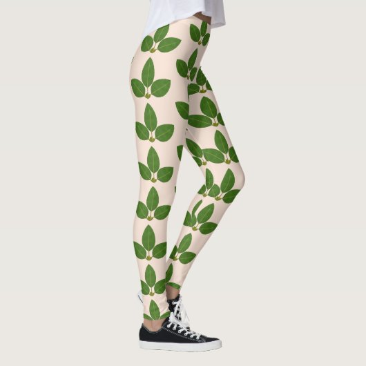 Moderne groene laurier laat patroon op ivoor achte leggings (Rechts)