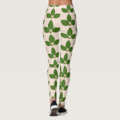 Moderne groene laurier laat patroon op ivoor achte leggings (Achterkant)