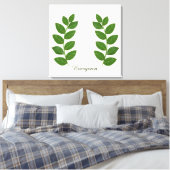 Moderne groene laurierbladeren canvas afdruk (Insitu (Slaapkamer))