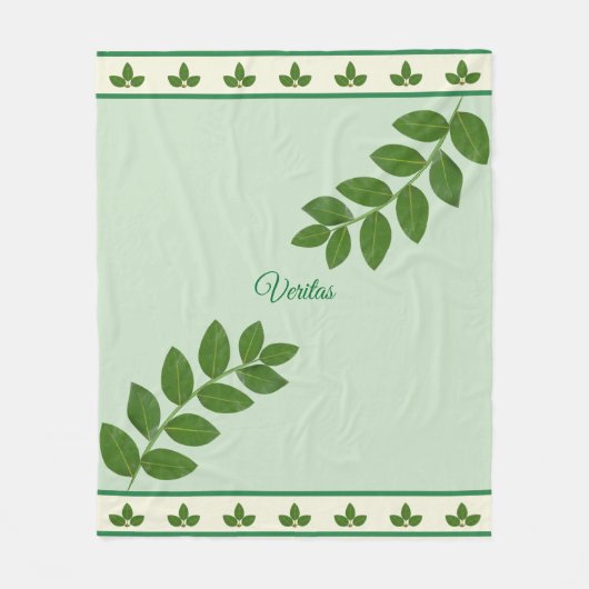 Moderne groene laurierbladeren fleece deken (Voorkant)