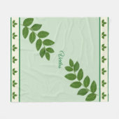 Moderne groene laurierbladeren fleece deken (Voorkant (Horizontaal))