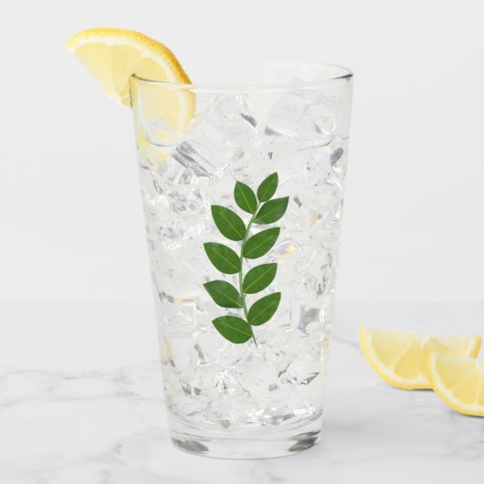 Moderne groene laurierbladeren glas (Voorkant ijs)