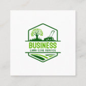 Moderne Groene Lawn Care Service Mow Landscaping Vierkante Visitekaartje (Achterkant)