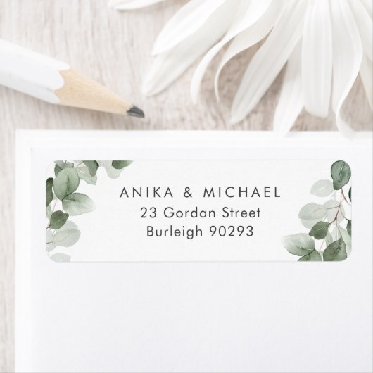Moderne groene Leaf Waterverf Return-adres Etiket (Insitu)