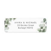 Moderne groene Leaf Waterverf Return-adres Etiket (Voorkant)