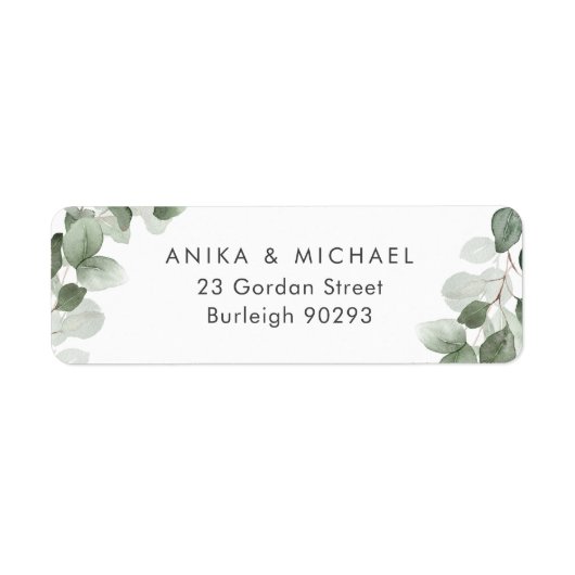 Moderne groene Leaf Waterverf Return-adres Etiket (Voorkant)