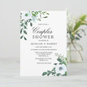 Moderne groene lederen witte Floral Couples Shower Kaart (Staand voorkant)