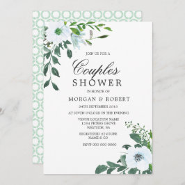 Moderne groene lederen witte Floral Couples Shower Kaart