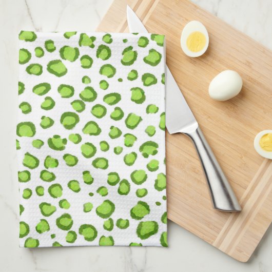 Moderne groene leopard Pattern Animal Print Theedoek (Quarter Fold)