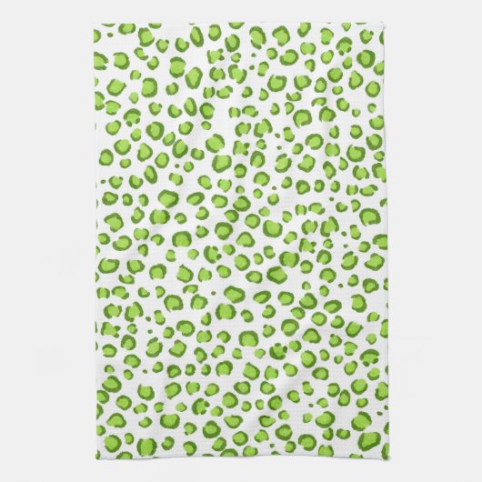 Moderne groene leopard Pattern Animal Print Theedoek (Verticaal)