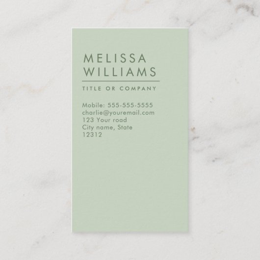 Moderne groene lichte zonegroei minimalistisch ver visitekaartje (Achterkant)