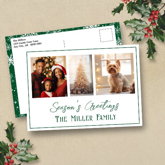 Moderne groene lijn vakantie foto Briefkaart