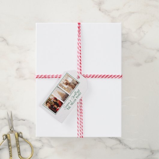 Moderne Groene Lijn Vakantie Foto Gift Labels Cadeaulabel (Met Touw)