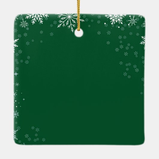 Moderne groene lijn vakantiefoto keramisch ornament (Achterkant)