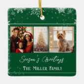 Moderne groene lijn vakantiefoto keramisch ornament (Voorkant)