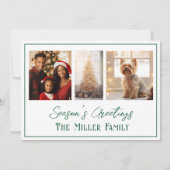 Moderne groene lijn vlakke vakantie fotokaart feestdagenkaart (Voorkant)