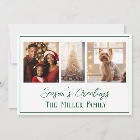 Moderne groene lijn vlakke vakantie fotokaart feestdagenkaart (Voorkant)