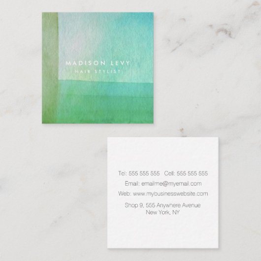Moderne groene lijnen Waterverf artiest Contactkaartje (Voorkant / Achterkant)