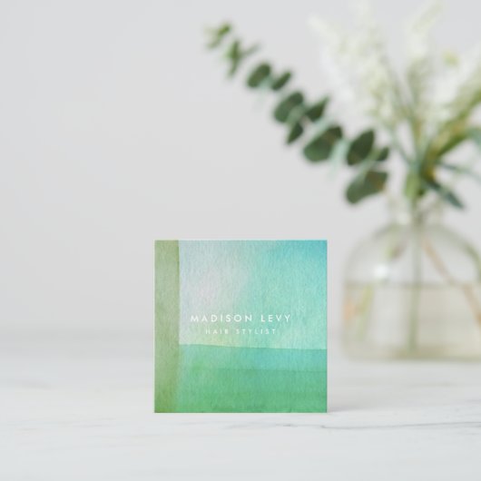 Moderne groene lijnen Waterverf artiest Contactkaartje (Staand voorkant)