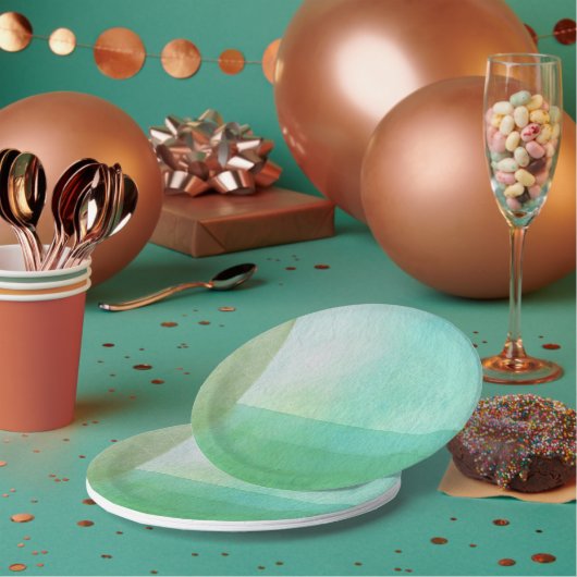 Moderne groene lijnen Waterverf artiest Papieren Bordje (Multi)