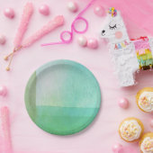 Moderne groene lijnen Waterverf artiest Papieren Bordje (Feest)