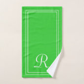 Moderne groene Limoen en witte monogram Bad Handdoek (Handdoek)