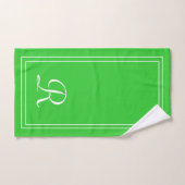 Moderne groene Limoen en witte monogram Bad Handdoek (Handdoek)