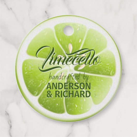 Moderne Groene Limoen Fruit Limecello Bedankjes Labels (Voorkant)