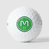 Moderne groene Logo Bold Monogram met leeftijd Golfballen (Voorkant)