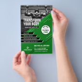 Moderne Groene Logo Workout Foto Fitness Marketing Flyer (Hand)