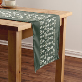 Moderne groene loper met ingewikkeld wit ontwerp
