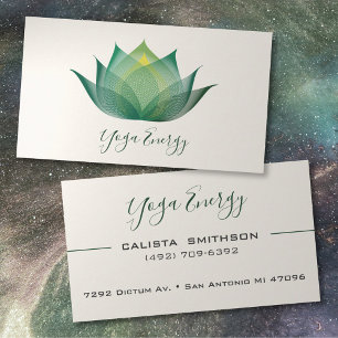 Moderne groene Lotus Flower Art Elegant Unique Yog Visitekaartje