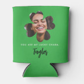 Moderne Groene Lucky Shamrock Four Leaf Clover Fot Blikjeskoeler (Voorkant)