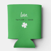 Moderne Groene Lucky Shamrock Four Leaf Clover Fot Blikjeskoeler (Achterkant)