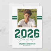Moderne Groene Mannelijke Foto Afstuderen Aankondiging (Voorkant)