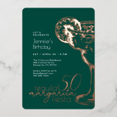 Moderne Groene Margarita Fiesta 50ste Verjaardagsf Folie Uitnodiging (Voorkant)