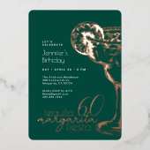 Moderne Groene Margarita Fiesta 60ste Verjaardagsf Folie Uitnodiging (Voorkant)