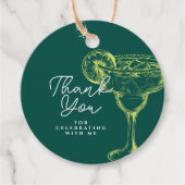 Moderne Groene Margarita Fiesta Verjaardagsfeest Bedankjes Labels (Voorkant)