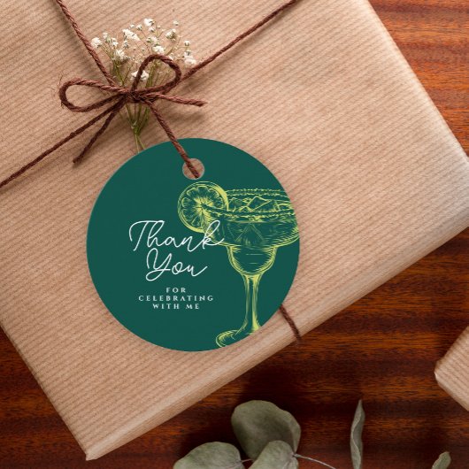 Moderne Groene Margarita Fiesta Verjaardagsfeest Bedankjes Labels